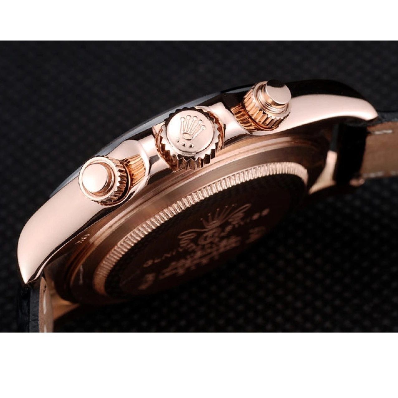 Aaa replica watch Ceramic Dial Daytona Leather Strap Rolex Bezel Black Black 41975 Brown 0602